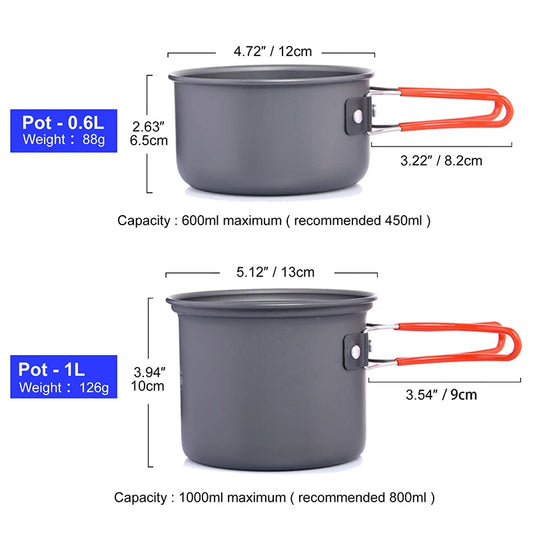 Camping Cookware Set Tableware  Portable Pot