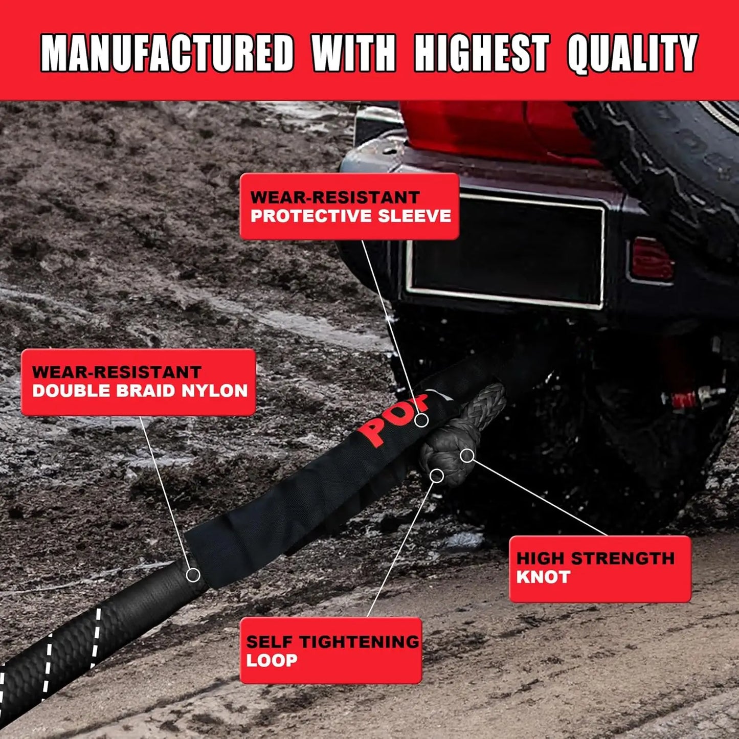 Heavy Duty 1in x 30ft Kinetic Recovery Rope,