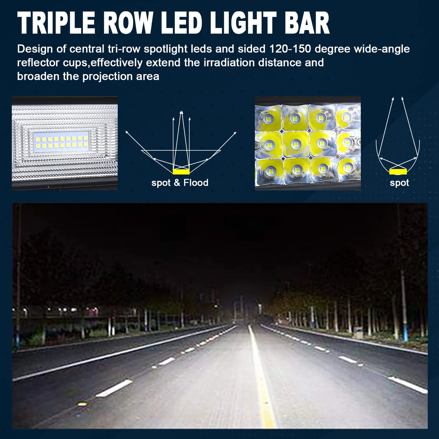 52in 270W-675W Off Road LED Light Bar Truck ATV Boat