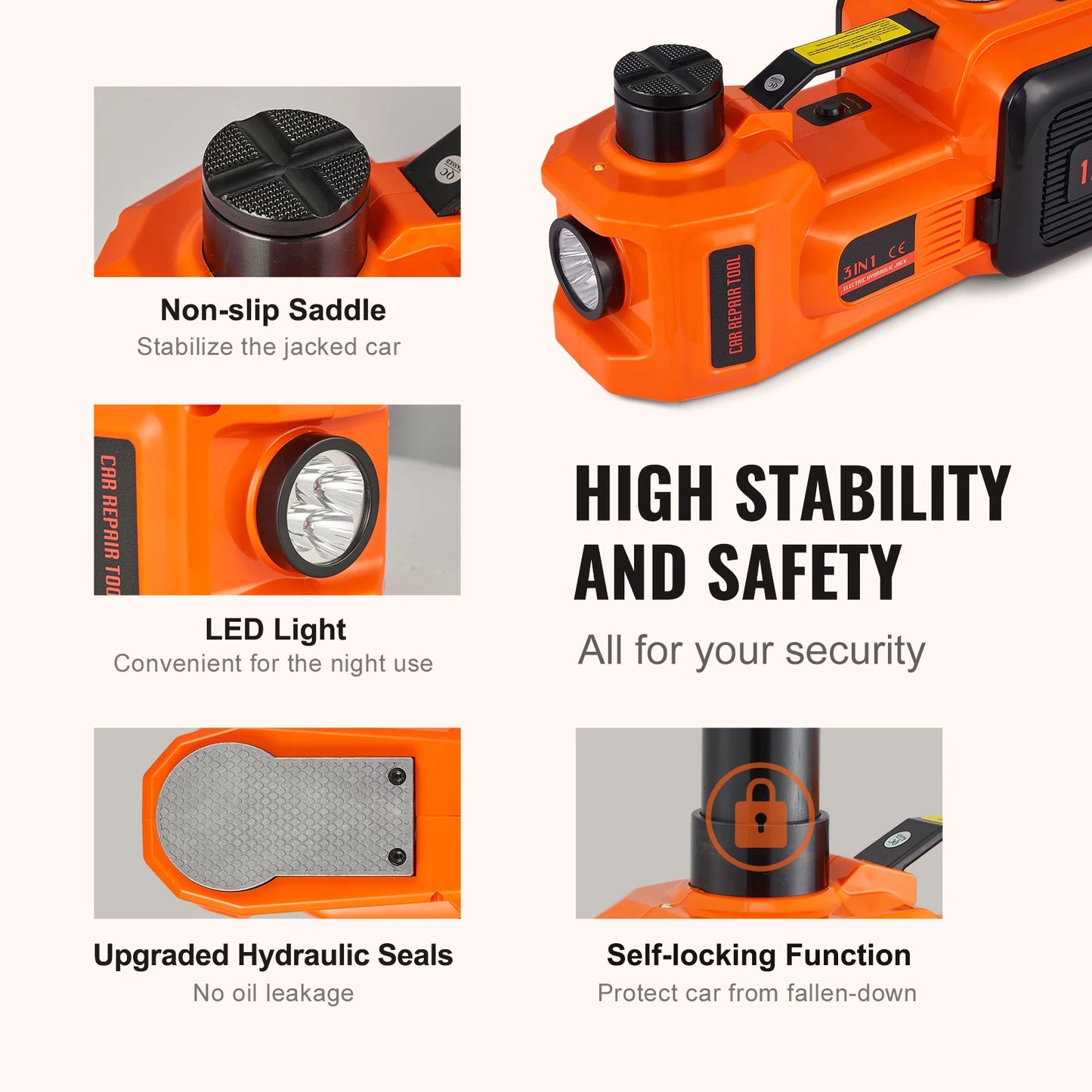 Electric Hydraulic Car Jack with Built-in Inflatable Pump