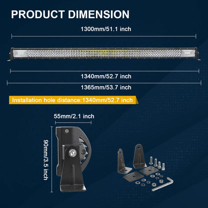 52in 270W-675W Off Road LED Light Bar Truck ATV Boat