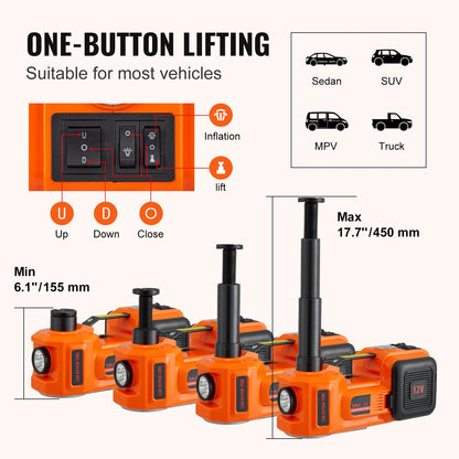 Electric Hydraulic Car Jack with Built-in Inflatable Pump