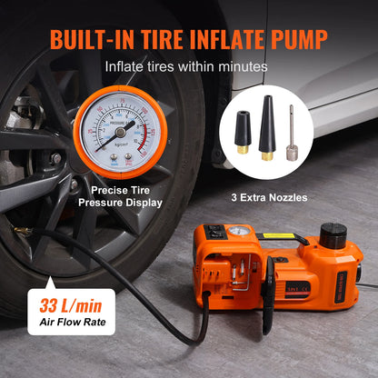 Electric Hydraulic Car Jack with Built-in Inflatable Pump