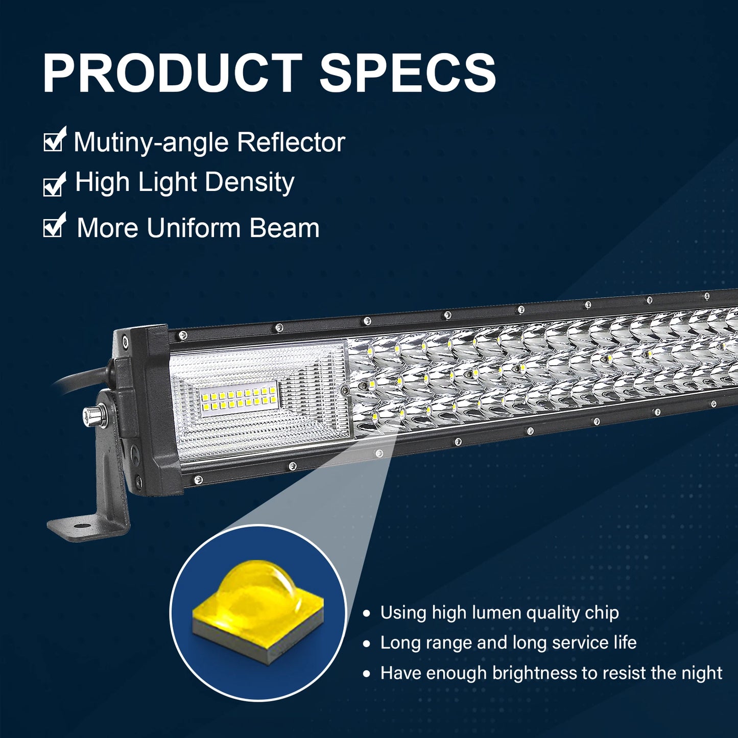 52in 270W-675W Off Road LED Light Bar Truck ATV Boat