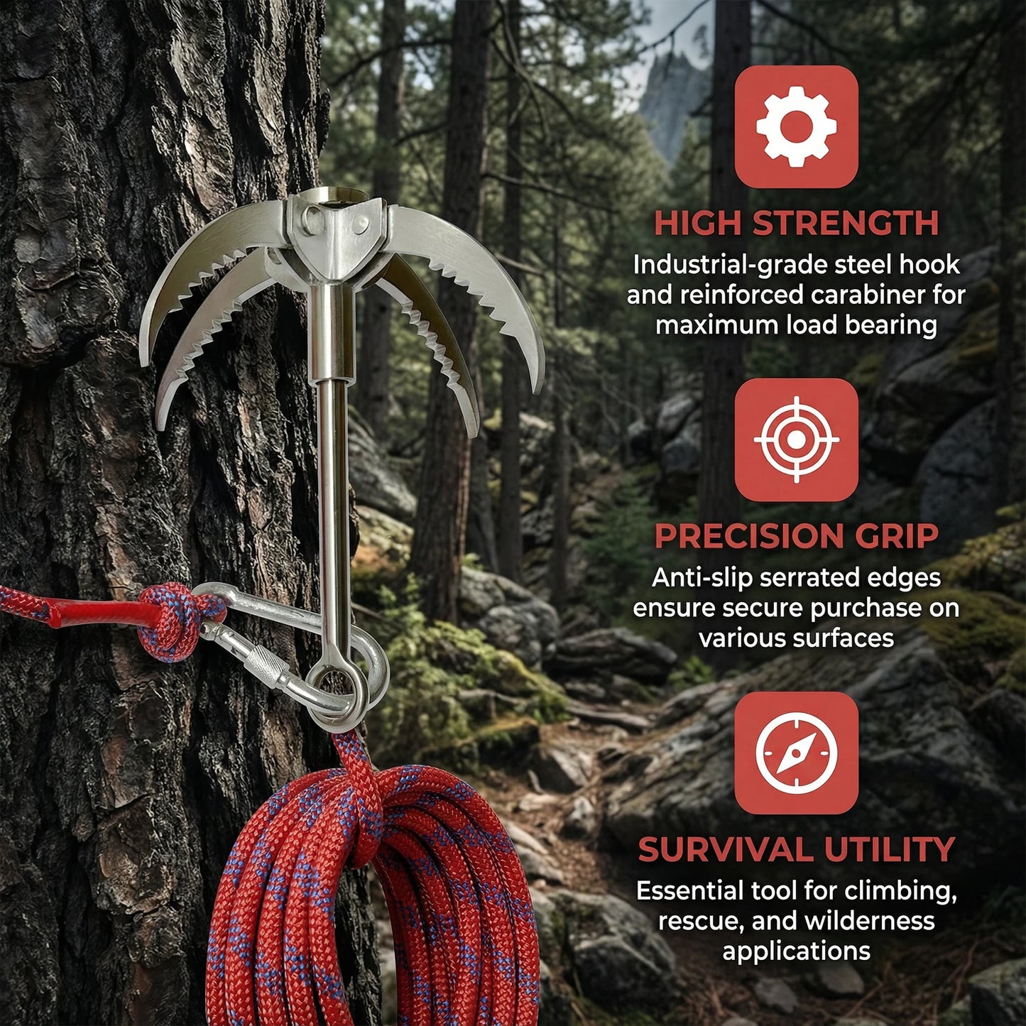 Grappling Hooks with 20M Auxiliary Rope